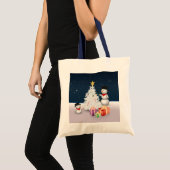 Tote Bag Mignons neigeurs avec sapin de Noël (Devant (produit))