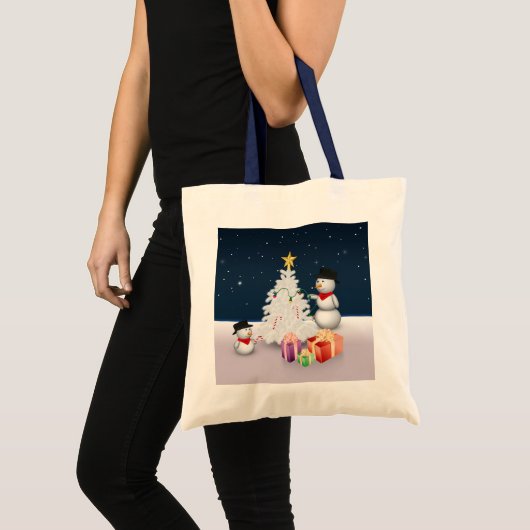 Tote Bag Mignons neigeurs avec sapin de Noël (Devant (produit))