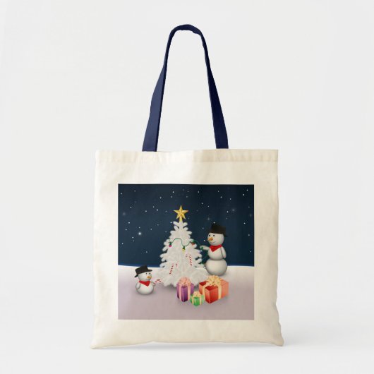 Tote Bag Mignons neigeurs avec sapin de Noël (Devant)