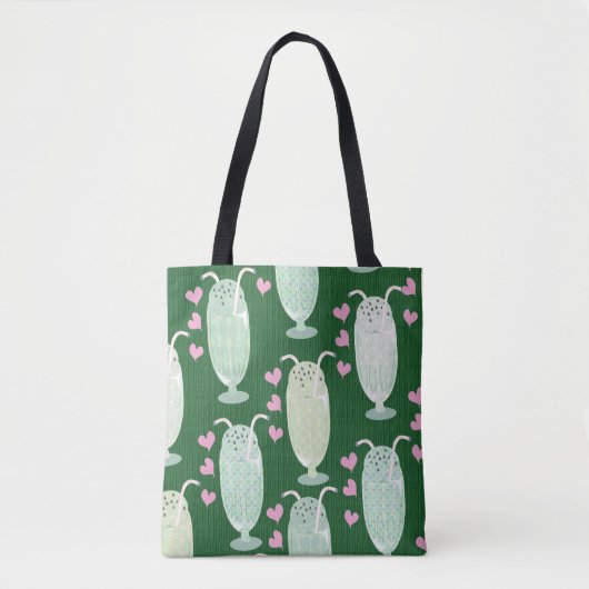 Tote Bag Milkshake Madness Green Mint Jote Art Design (Devant)