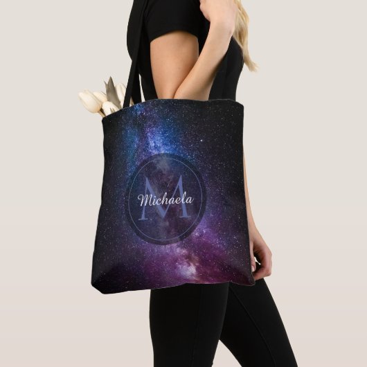 Tote Bag Milky way bright colors personalizable monogram (De près)