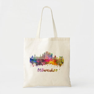 Tote Bag Milwaukee V2 skyline in watercolor