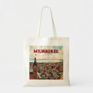 Tote Bag Milwaukee Wisconsin Ville Vintage Scène avec nom