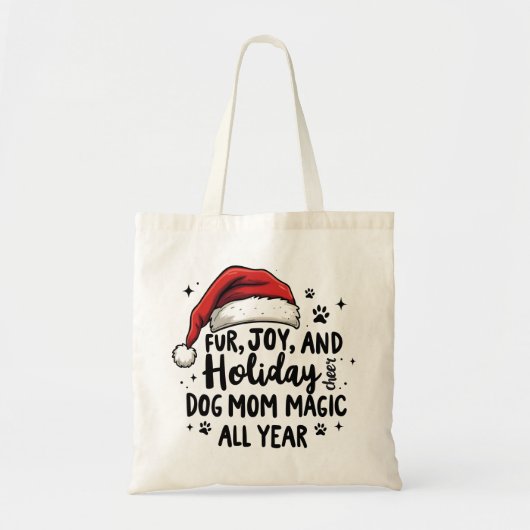 Tote Bag Mini Amusants Noël Casquette & Typographie Chien M (Devant)