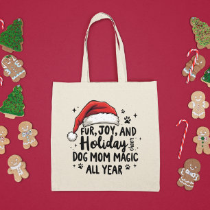 Tote Bag Mini Amusants Noël Casquette & Typographie Chien M