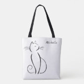 Tote Bag Mini chat noir sur blanc nom d'ajout (Dos)