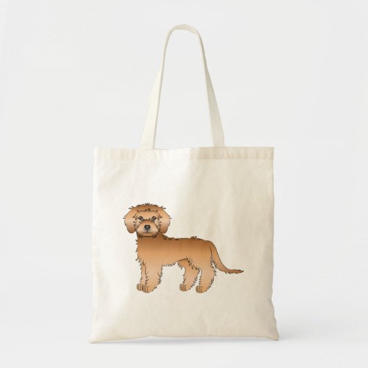 Tote Bag Mini Goldendoodle abricot Chien de dessin animé mi (Devant)