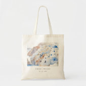 Tote Bag Minimal chic Santorini Grèce Mariage aquarelle (Devant)