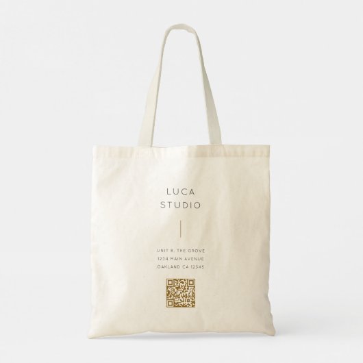 Tote Bag Minimal Clean Simple Moderne QR Code Or (Dos)