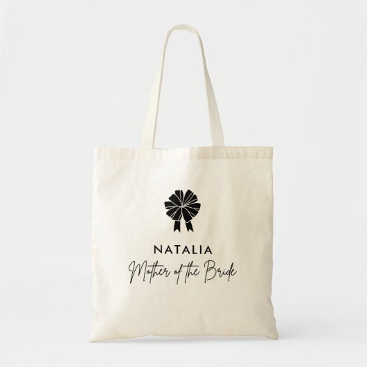 Tote Bag Minimal Coquette Noeud Script Mariée Mère de la Ma (Devant)