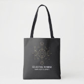 Tote Bag Minimal Crescent Moon & Sun Line Art | Boho Style (Devant)