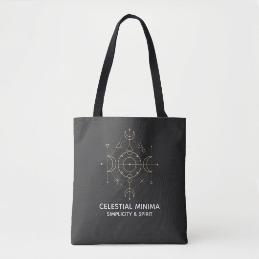 Tote Bag Minimal Crescent Moon & Sun Line Art | Boho Style (Devant)