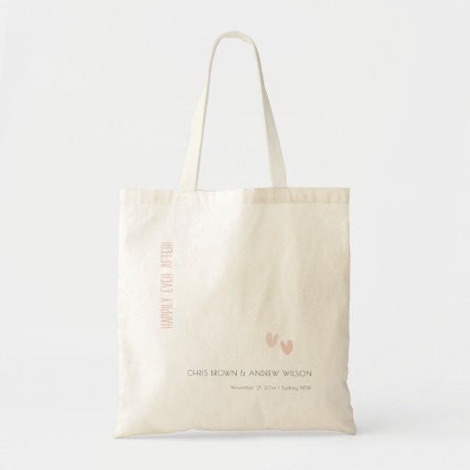 Tote Bag Minimal Elegant Pastel Dusky Pink Hearts Wedding (Devant)