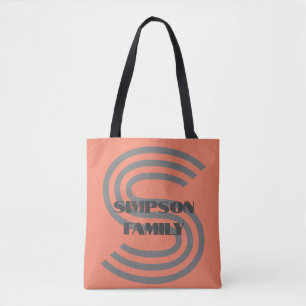 TOTE BAG MINIMAL FAMILLE MONOGRAM CADEAU ORANGE