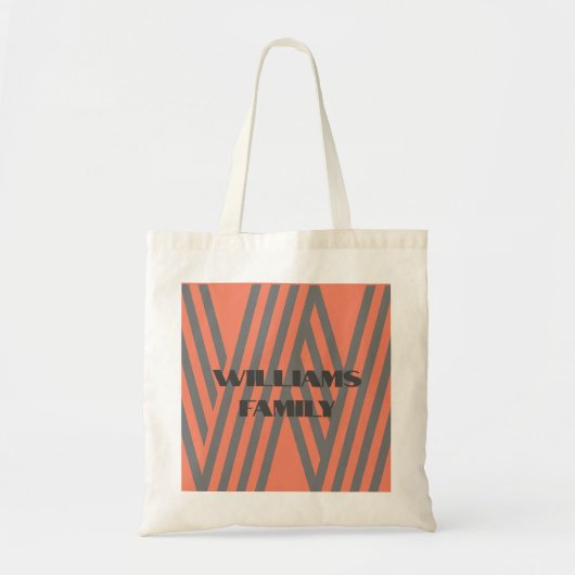 TOTE BAG MINIMAL FAMILLE MONOGRAM CADEAU ORANGE (Devant)