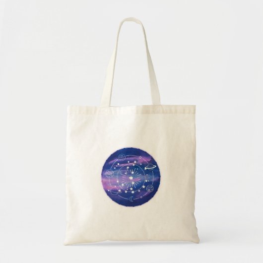 Tote Bag Minimal Galaxy Moon Design | Cosmic Aesthetic Art (Devant)