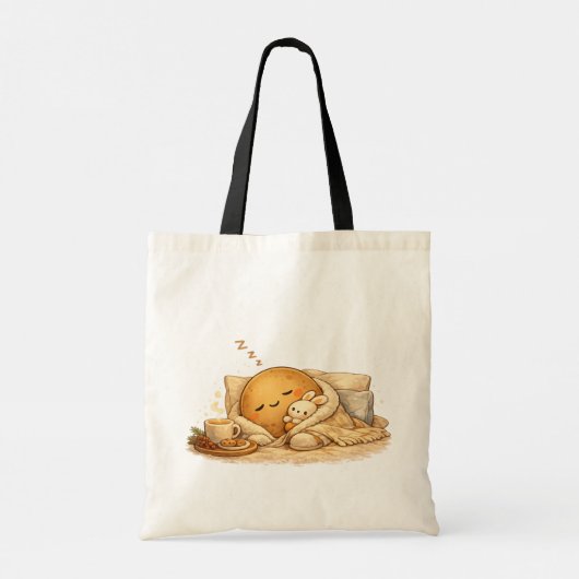 Tote Bag Minimal Napping Potato Soft Brown Line Art (Dos)
