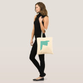 Tote Bag Minimalisme Art Abstrait Bleu Blanc (Devant (modèle))