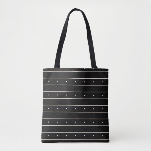 Tote Bag Minimalist Black And White Horizontal Striped With (Devant)