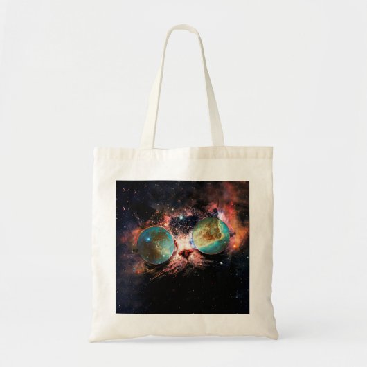 Tote Bag Minimalist cat with sung in space (Devant)