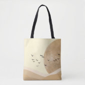 Tote Bag Minimalist Desert Landscape with Birds & Sun  (Devant)