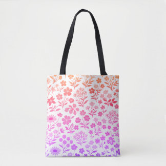 Tote Bag Minimalist Wildflower Seamless Pattern on White 