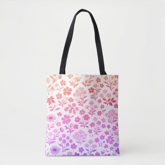 Tote Bag Minimalist Wildflower Seamless Pattern on White  (Devant)