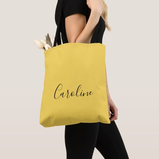 Tote Bag Minimaliste moderne moutarde jaune (De près)