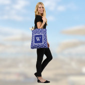Tote Bag Minimaliste Moderne Paisley Bleu et Blanc