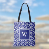 Tote Bag Minimaliste Moderne Paisley Bleu et Blanc
