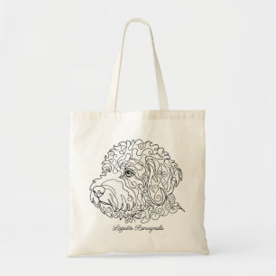 Tote Bag Minimaliste Monochrome Lagotto Romagnolo Dessin au