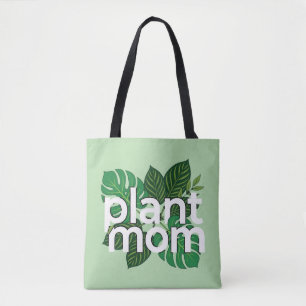 Tote Bag Minimaliste Texte Blanc Plant Maman Botanique