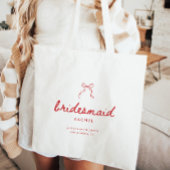 Tote Bag Minimalistic Script Coquette Bow Bridesmaid's Name