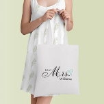 Tote Bag Mint Scribbled Heart Future Mme.<br><div class="desc">Conception personnalisée de la fête de mariée.</div>