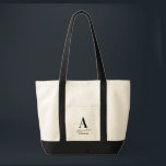 Tote Bag Minuscule Monogramme noir et blanc<br><div class="desc">Il s'agit d'une conception monographique minimaliste, moderne et personnalisée. Ce design élégant est en noir et blanc classique, avec typographie de script. Il est parfait pour un cadeau personnalisé pour votre femme d'honneur ou femme de ménage et idéal comme un cadeau de remerciement pour la fête de mariage ou comme...</div>
