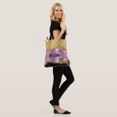 Tote Bag Minuscule Parties scintillant Violet Or noir monog (Sur le modèle)