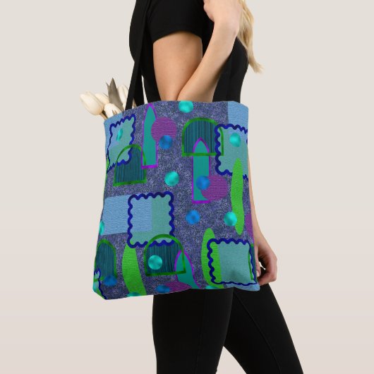 Tote Bag Miroirs violet et ombre (De près)