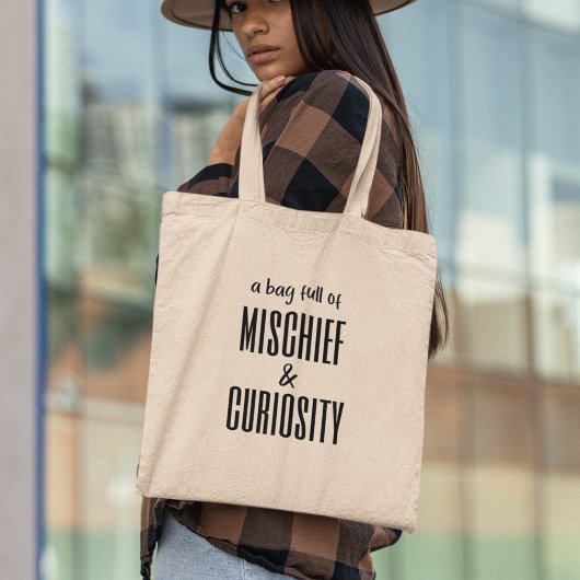 Tote Bag Mischief & Curiosity Funny Quirky Stlish
