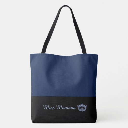 Tote Bag Miss America Like Frost Blue Crown Large Navy (Dos)