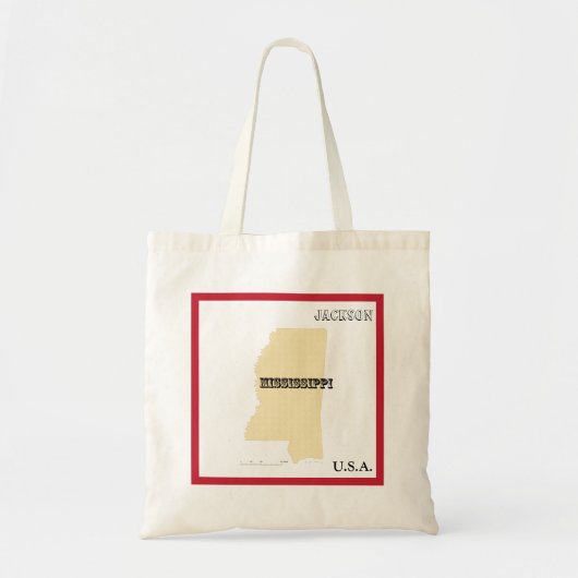 Tote Bag - Mississippi State Map with City (Devant)