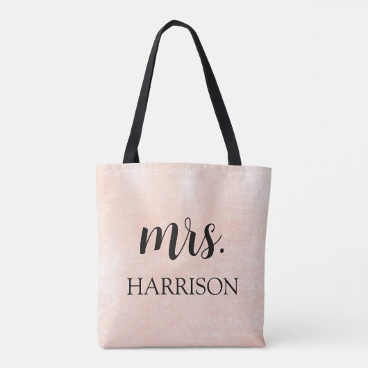 Tote Bag Mme Bride moderne Mariage de script rose et noir (Dos)