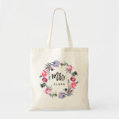 Tote Bag Mme florale de la guirlande | avec le nom (Devant)