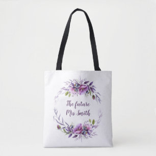 Tote Bag Mme florale pourpre Bridal de lavande violette