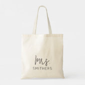 Tote Bag Mme Modern Black Script Mariage Bachelorette (Dos)