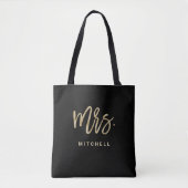 Tote Bag Mme nouveaux noir de jeune mariée de | et (Devant)