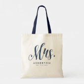 Tote Bag Mme script navy bleu mariée mariée (Dos)