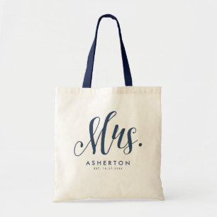 Tote Bag Mme script navy bleu mariée mariée