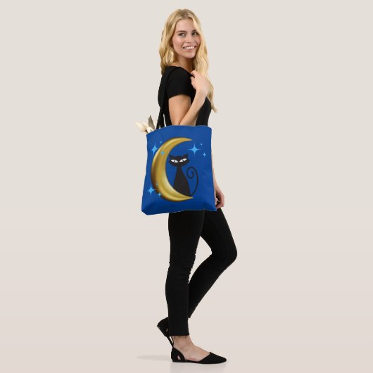 Tote Bag Mmilieu du siècle moderne MCM Rétro Noir Cat (Sur le modèle)