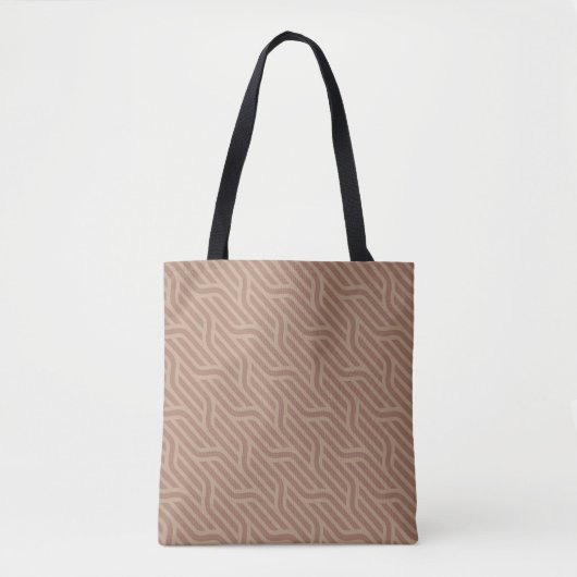 Tote Bag Mocha Mousse Brown Buffet Beige Wavy Line Motif (Devant)