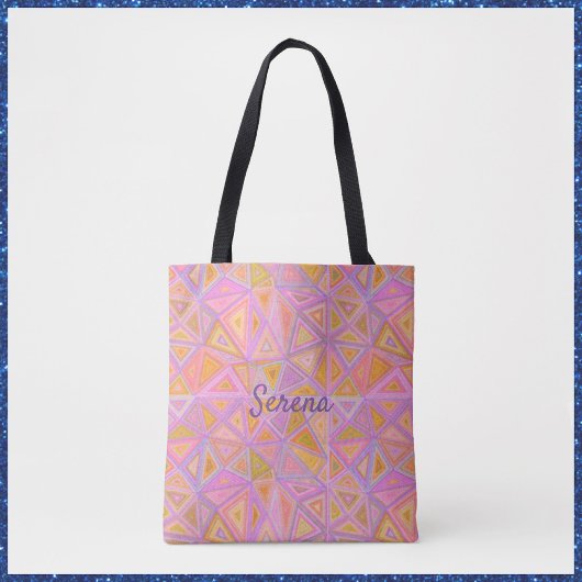 Tote Bag Mod rose violet et jaune géométrique